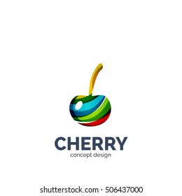 Vector creative abstract cherry fruit logo created with waves