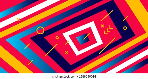 Vector creative abstract colorful illustration with square shape. Flat style bright design of background for web, site, social media banner