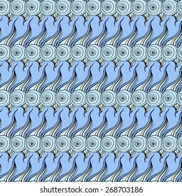 Vector creative abstract hand-drawn background of smooth elements in blue and light orange colors