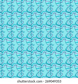 Vector creative abstract hand-drawn background of smooth elements in turquoise, blue and pink colors