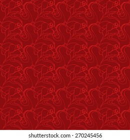 Vector creative abstract hand-drawn background of smooth elements in red and crimson colors 