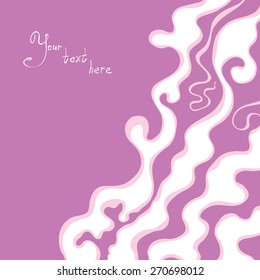 Vector creative abstract hand-drawn background of undulating bands in purple, white and orchid colors