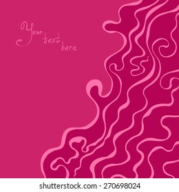 Vector creative abstract hand-drawn background of undulating bands in scarlet, crimson and purple colors
