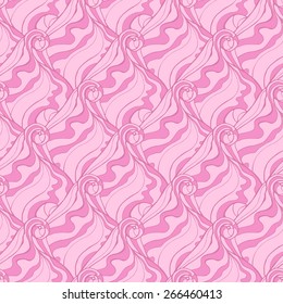 Vector creative abstract hand-drawn seamless pattern of smooth elements in rose and purple colors