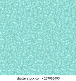 Vector creative abstract hand-drawn seamless pattern of smooth elements in pale green and turquoise colors