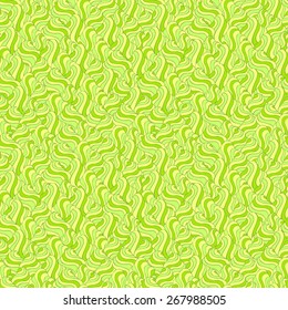 Vector creative abstract hand-drawn seamless pattern of smooth elements in green and yellow colors