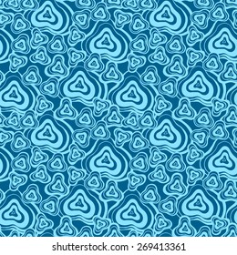 Vector creative abstract hand-drawn seamless pattern of smooth elements in turquoise and dark blue colors