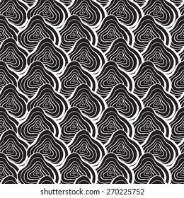 Vector creative abstract hand-drawn seamless pattern of smooth elements in black and white colors