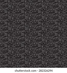 Vector creative abstract hand-drawn seamless pattern of smooth elements in black and white colors