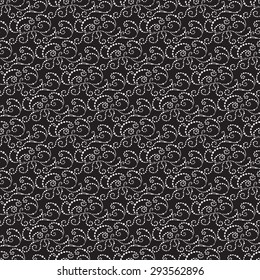 Vector creative abstract hand-drawn seamless pattern in black and white colors