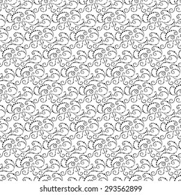 Vector creative abstract hand-drawn seamless pattern in black and white colors