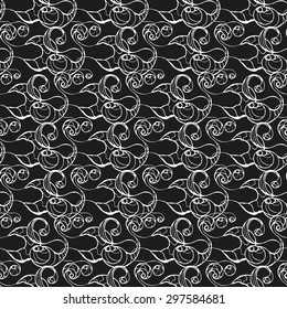 Vector creative abstract hand-drawn seamless pattern of smooth elements in black and white colors 