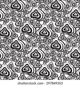 Vector creative abstract hand-drawn seamless pattern of smooth elements in black and white colors 