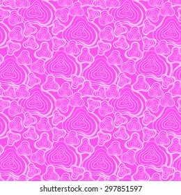 Vector creative abstract hand-drawn seamless pattern of smooth elements in pale pink and magenta colors