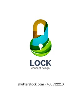 Vector creative abstract lock logo created with lines, security concept
