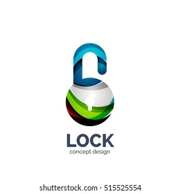 Vector creative abstract lock logo created with lines, security concept