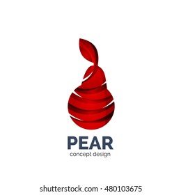 Vector creative abstract pear fruit logo created with waves