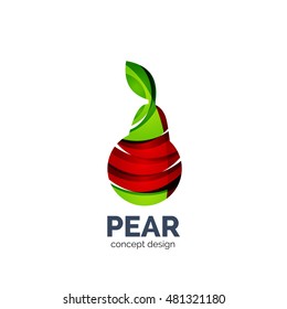 Vector creative abstract pear fruit logo created with waves
