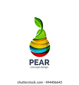 Vector creative abstract pear fruit logo created with waves