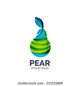 Vector creative abstract pear fruit logo created with waves