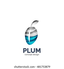 Vector creative abstract plum fruit logo created with waves