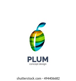 Vector creative abstract plum fruit logo created with waves
