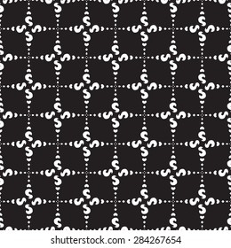 Vector creative abstract seamless pattern of round elements in black and white colors