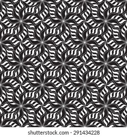 Vector creative abstract seamless pattern of stylized flowers in black and white colors 