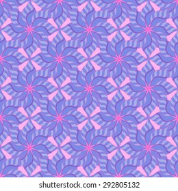 Vector creative abstract seamless pattern of stylized flowers in pale cornflower blue, light pink and violet colors