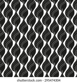 Vector creative abstract seamless pattern of smooth elements in black and white colors 