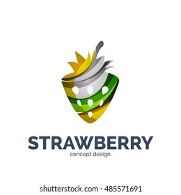 Vector creative abstract strawberry fruit logo created with waves