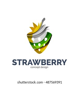 Vector creative abstract strawberry fruit logo created with waves