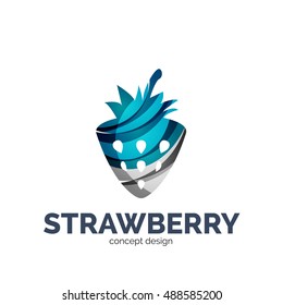 Vector creative abstract strawberry fruit logo created with waves