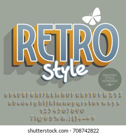 Alfabeto creativo vectorial. Tipo de letra gráfico. Estilo retro de texto