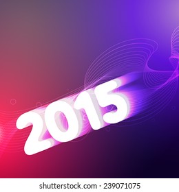 vector creative background of new year 2015 with lines flowing at the back