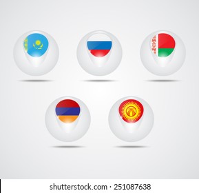 Vector. Creative balls icon wish flags Kyrgyzstan, Belarus, Armenia, Kazakhstan, Russia