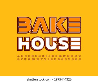 Vector Creative Banner Bake House. Trendy style Font. Original Alphabet Letters and Numbers