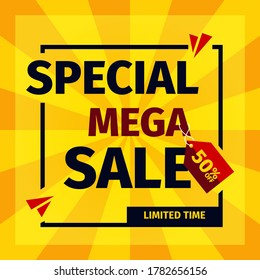vectorial creativo banner venta profesional simple, color amarillo.