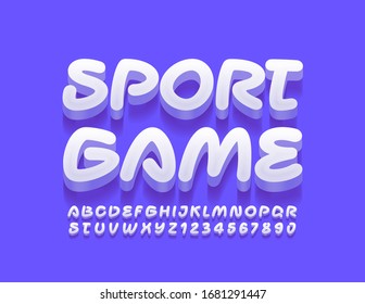 Pancarta creativa vectorial Juego Deportivo. Fuente 3D de moda. Letras y números alfabetos escritos a mano