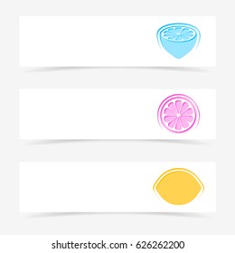 Vector creative banners with colorful lemon signs