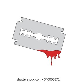 Vector creative blade razor with flowing blood