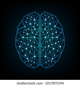 Vector creative blue color concept of the human brain design.