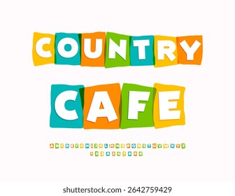 Vector Creative board Country Cafe. Playful colorful Font. Creative set of Alphabet Letters and Numbers set