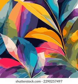 Vector creative bright background with abstract colorful leaves
