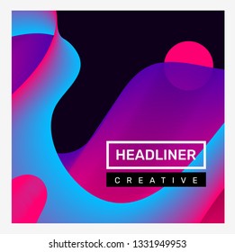 Vector creative bright illustration of business abstract gradient composition on black background. Abstraction geometric with dynamic shape, header. Template design for web, site, poster, presentation