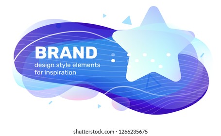 Vector creative business blue color illustration with abstract shape, text and big star on white background. Template design for branding banner, presentation, print