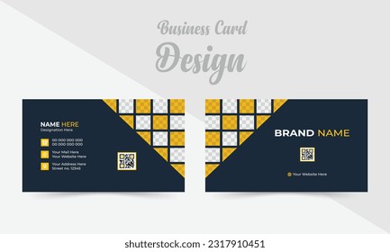 Vector creative business card template with square shape. Elegant and clean design with a logo and a place for a photo. Creative layout corporate identity.