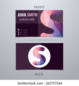 Vector creative business card template, letter S. Trendy business elements. 