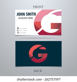 Vector creative business card template, letter G. Trendy business elements. 