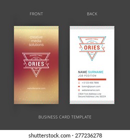 Vector Creative Business Card Template with Line Art Hipster Logo
